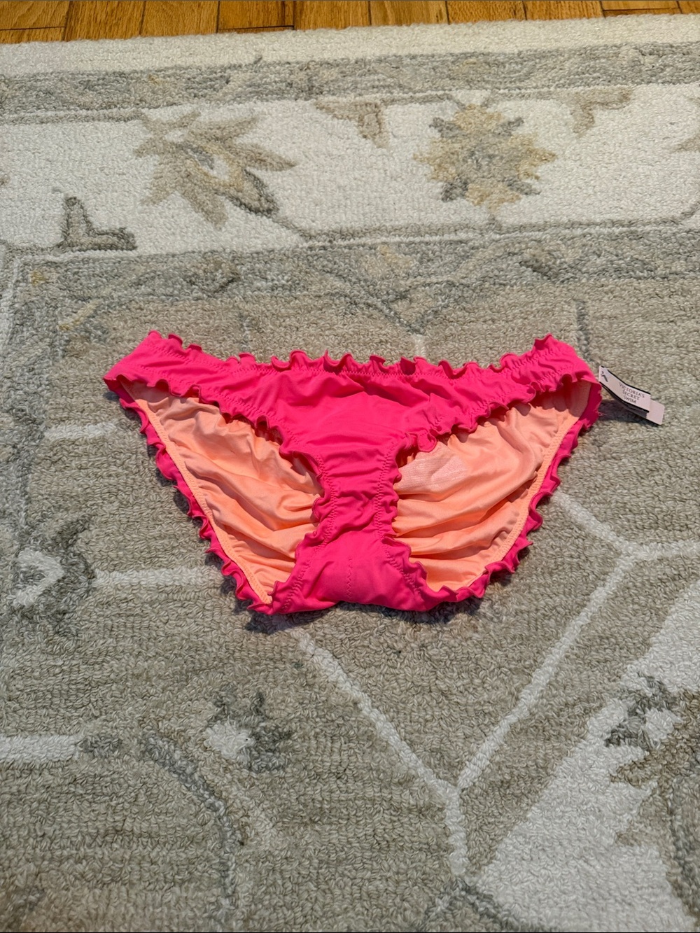 Victoria's Secret Hot Pink Bikini Bottoms with Peach Lining